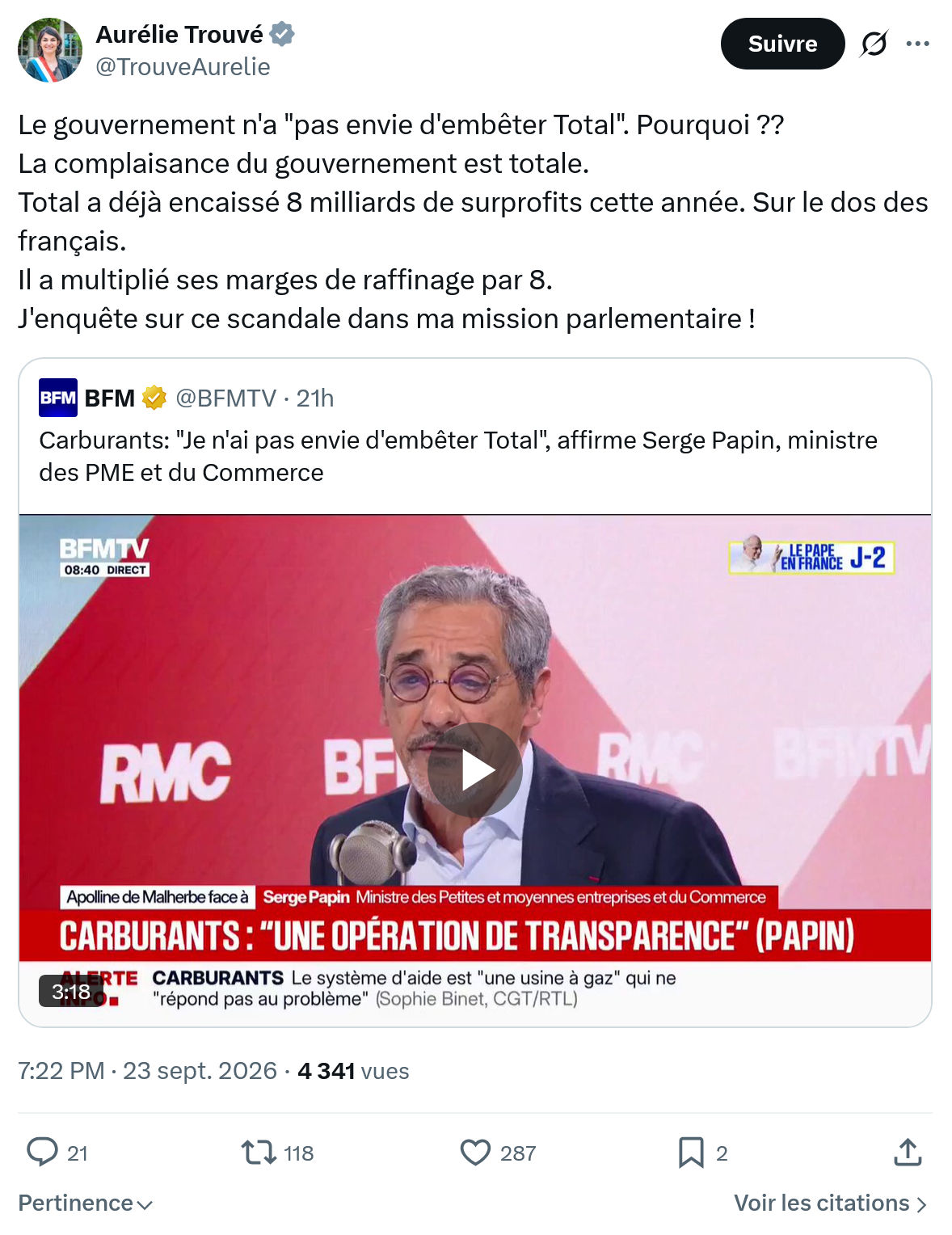 Aurélie Trouvé: Le gouvernement n'a "pas envie...