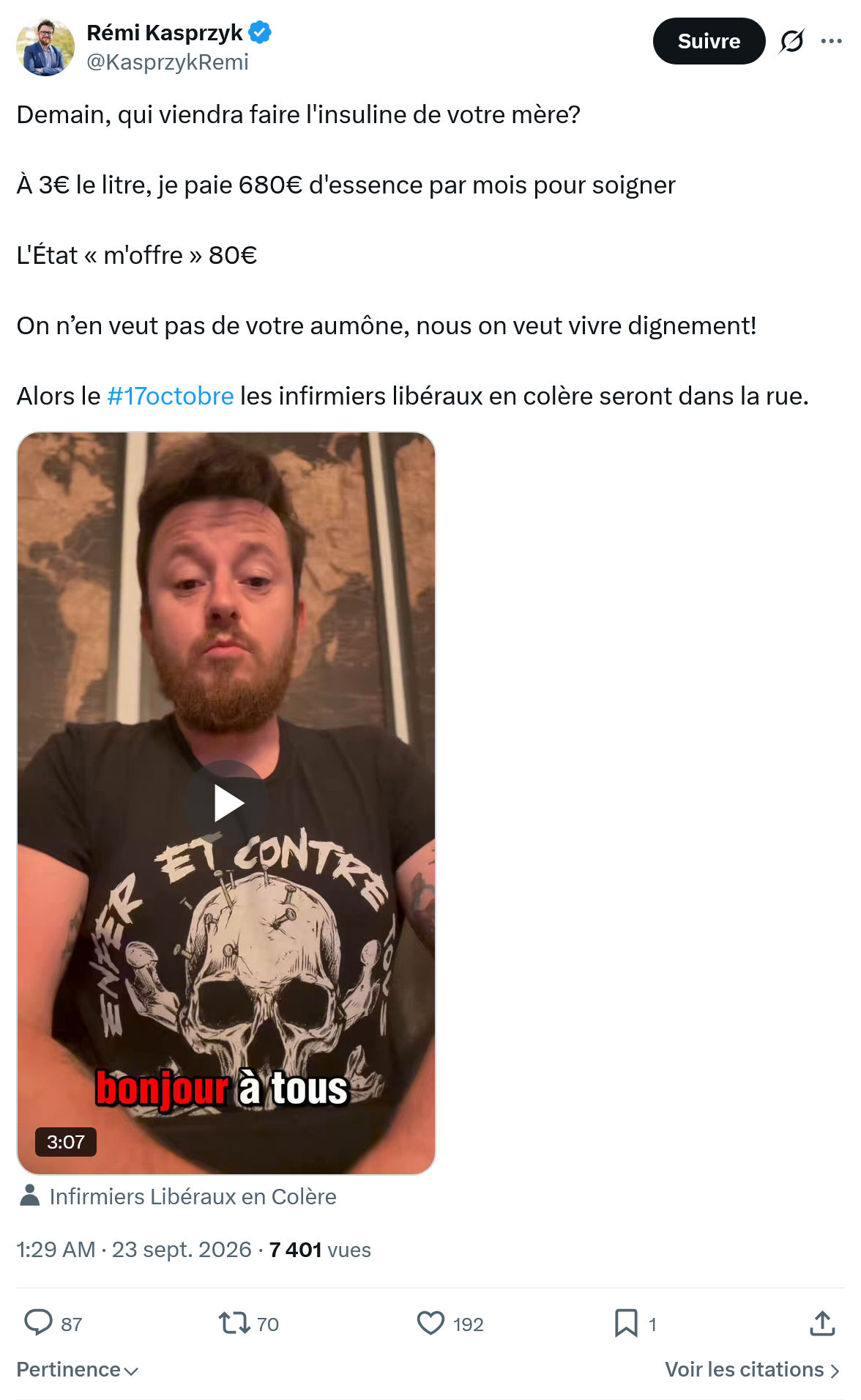 Rémi Kasprzyk: Demain, qui viendra faire l'insuline...