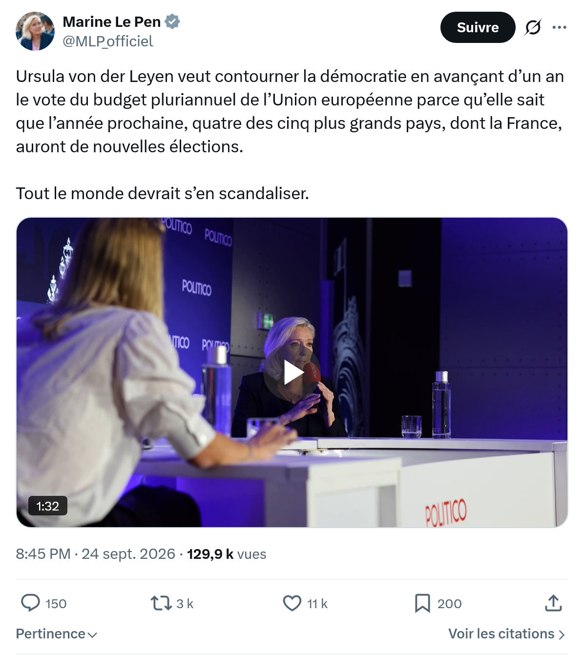 Marine Le Pen: Ursula von der Leyen veut contourner...