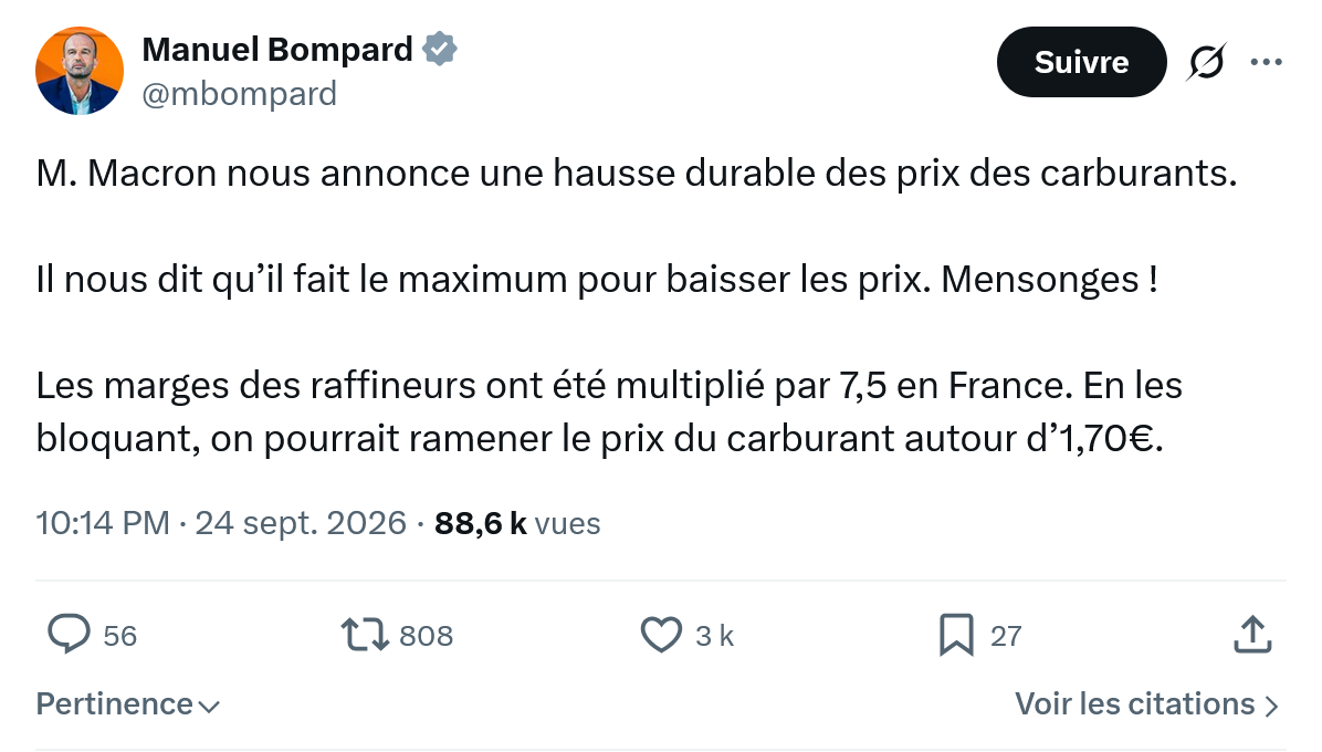Manuel Bompard: M. Macron nous annonce...