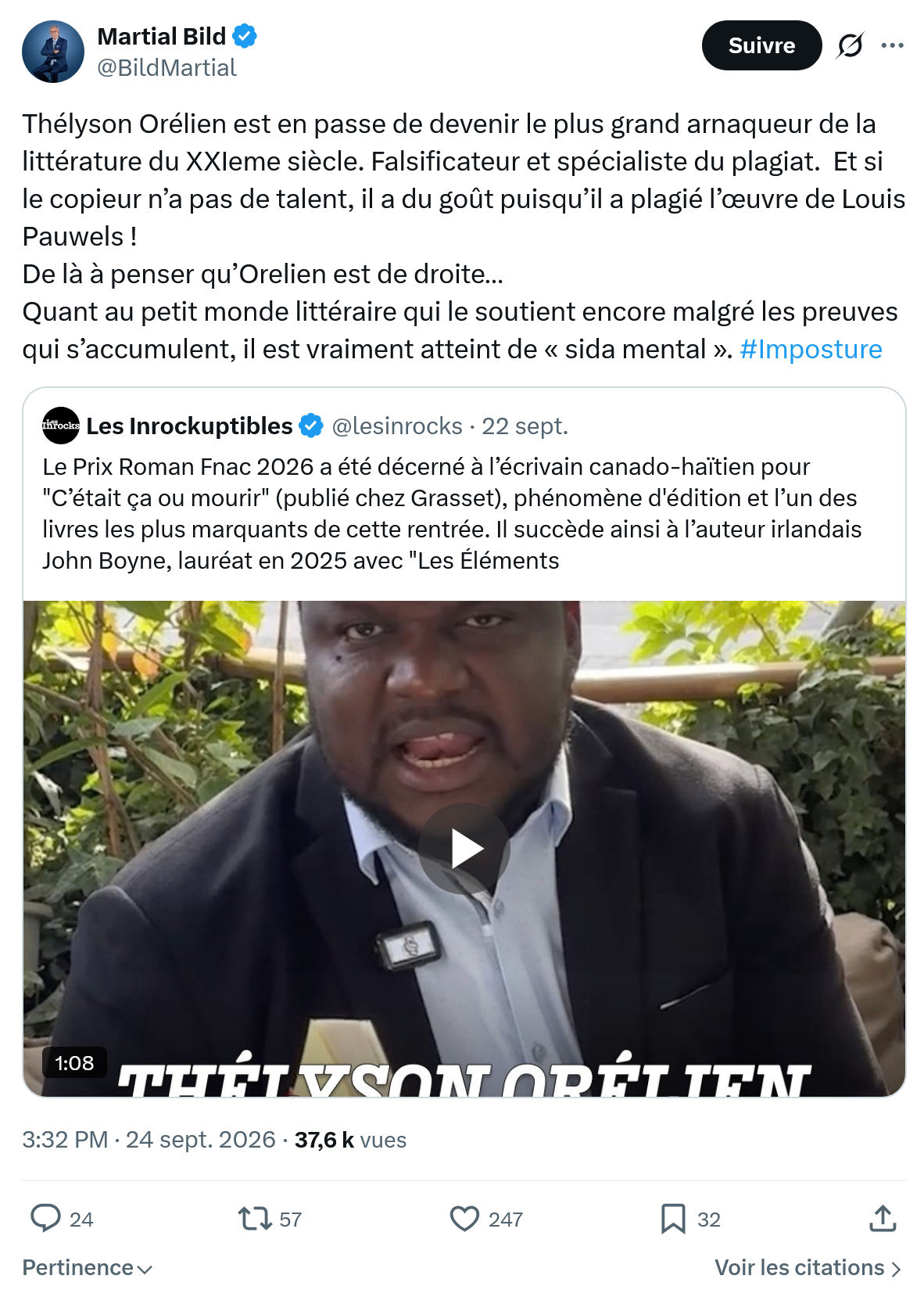 Martial Bild: Thélyson Orélien est en passe...