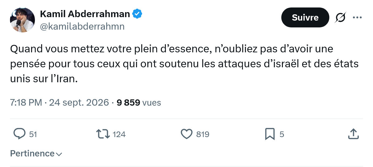 Kamil Abderrahman: Quand vous mettez votre plein...