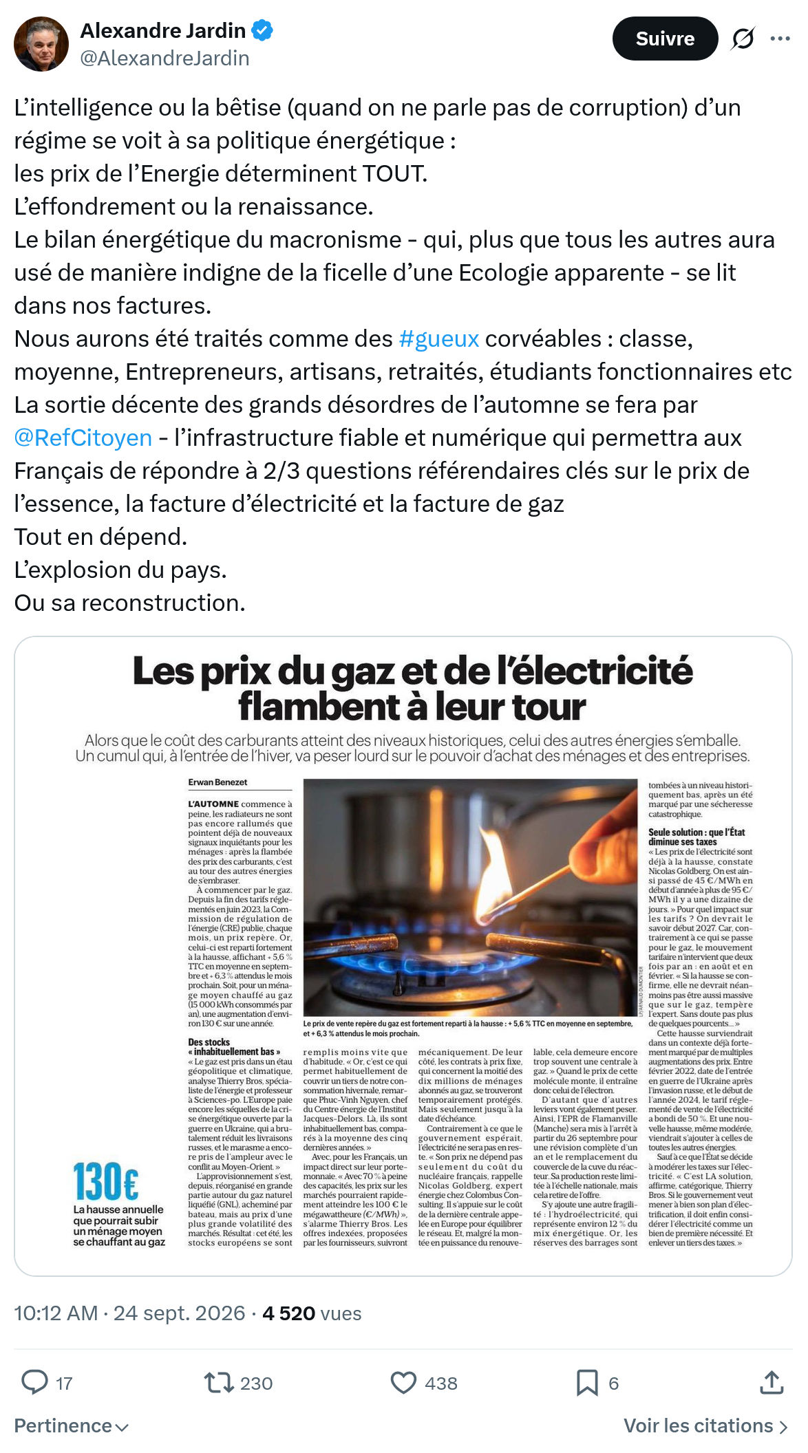 Alexandre Jardin: L’intelligence ou la bêtise...