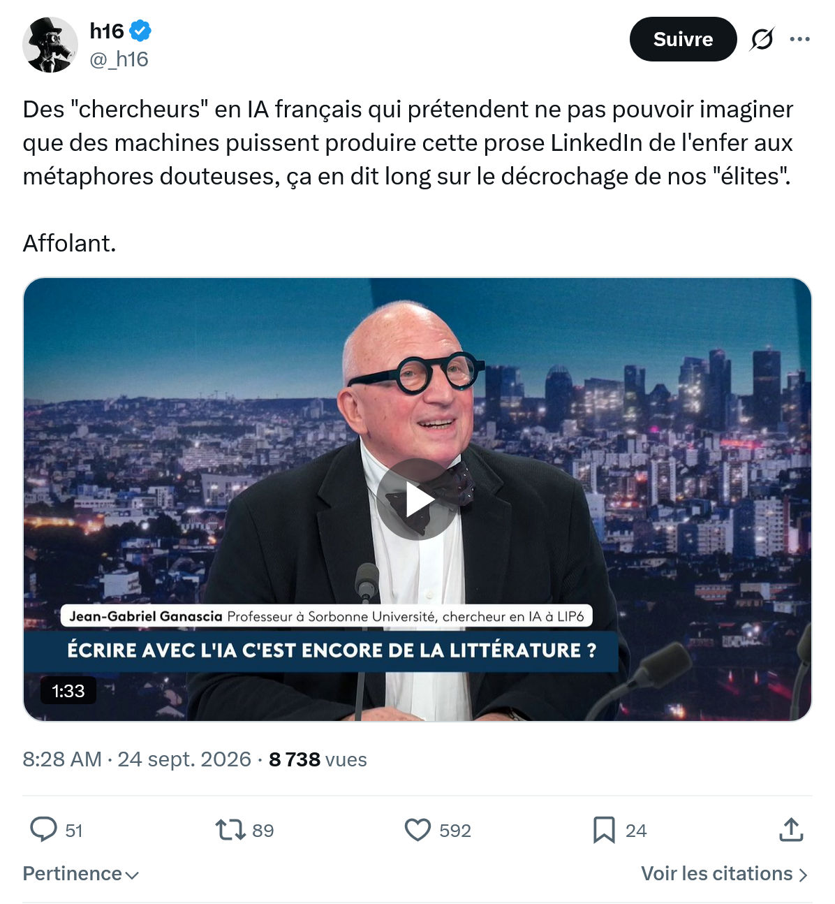 h16: Des "chercheurs" en IA français...