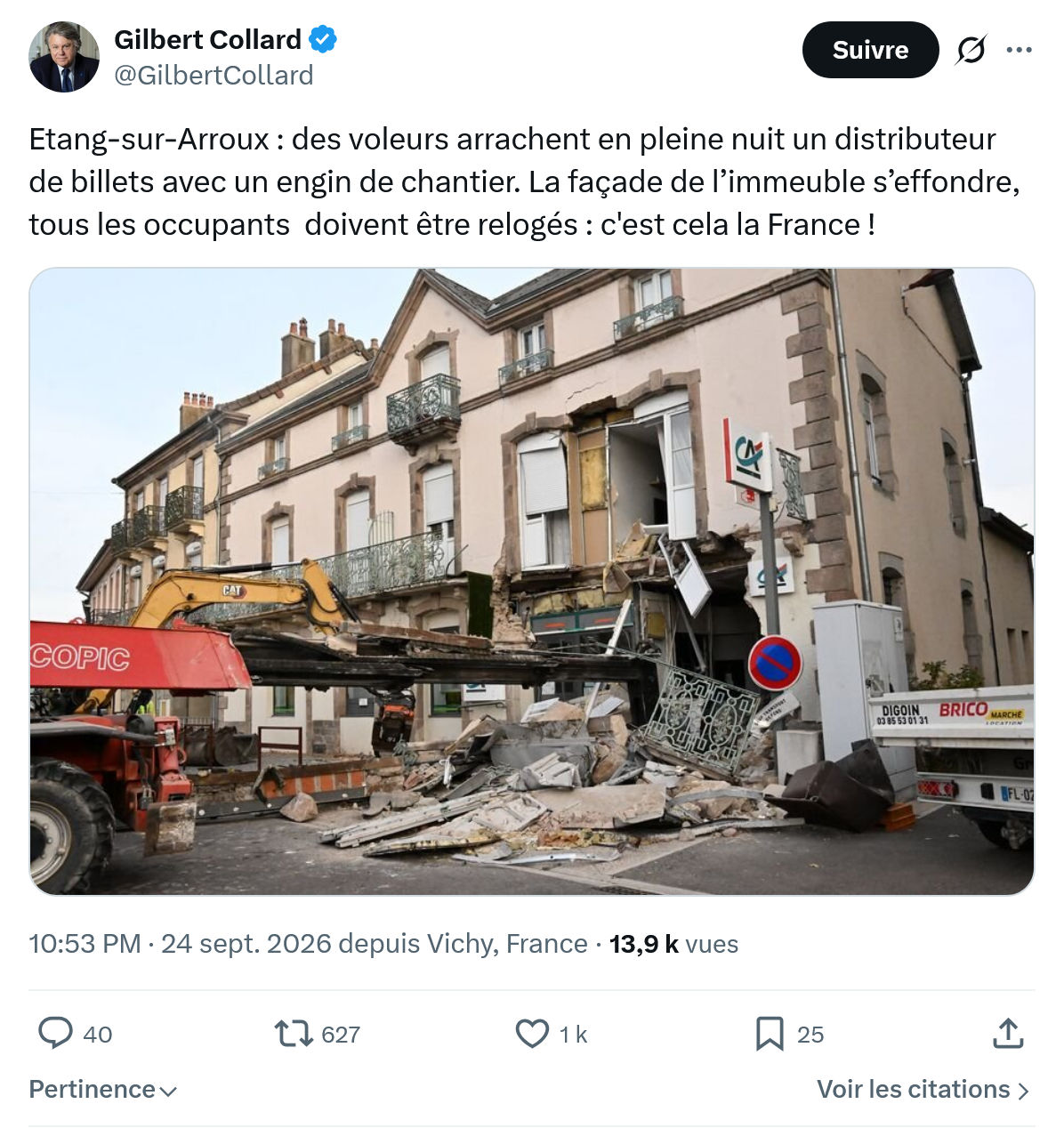 Gilbert Collard: Etang-sur-Arroux : des voleurs...