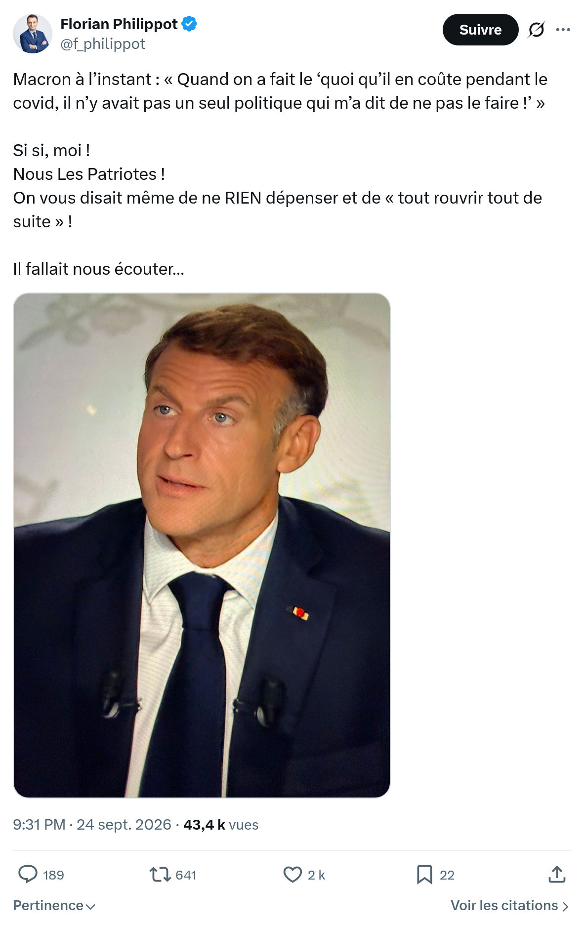 Florian Philippot: Macron à l’instant : « Quand on a fait...