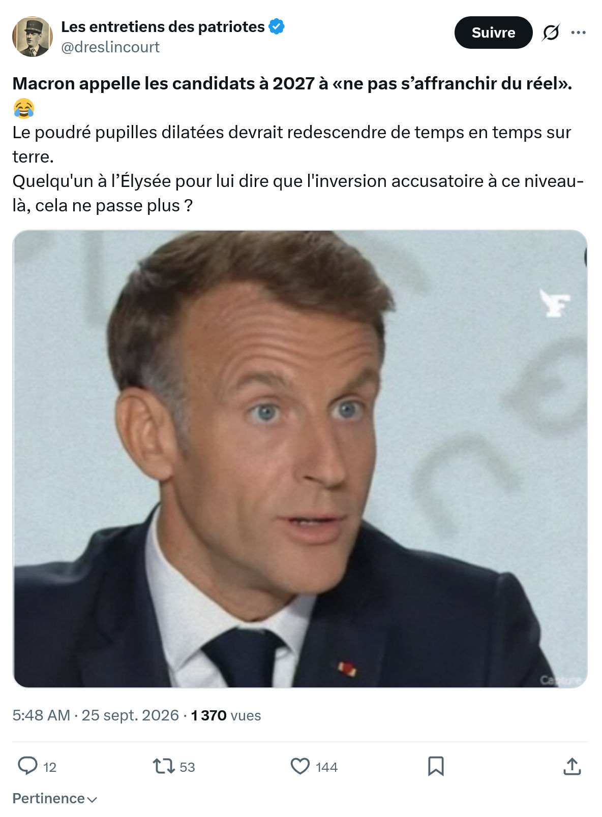 Marquis de Dreslincourt: Macron appelle les candidats...