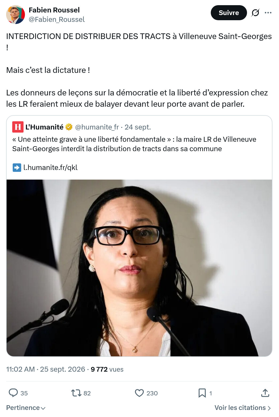 Fabien Roussel: INTERDICTION DE DISTRIBUER...