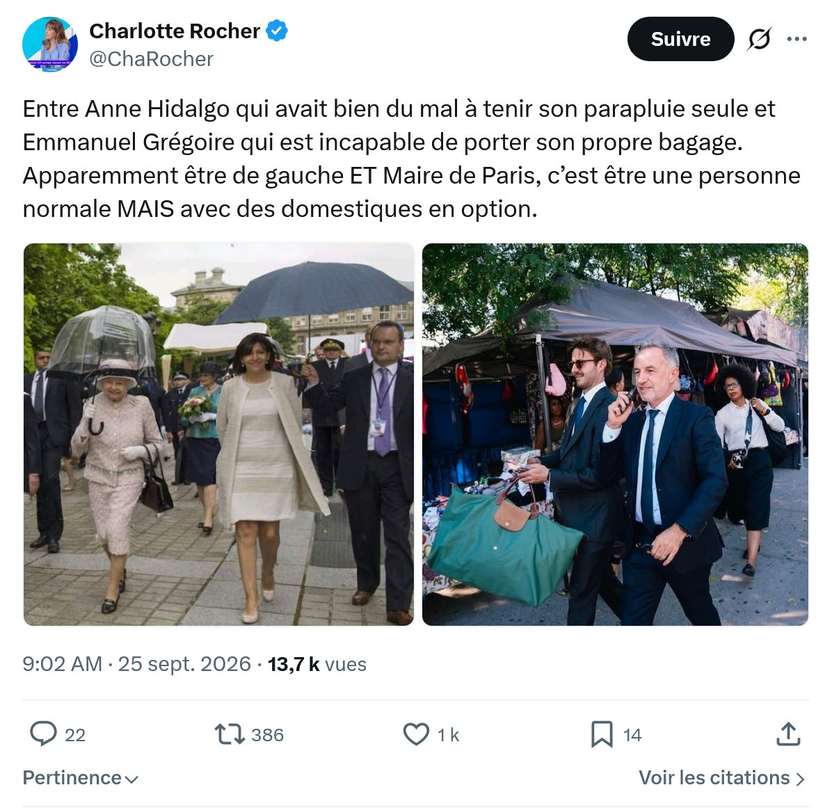 Charlotte Rocher: Entre Anne Hidalgo qui avait...
