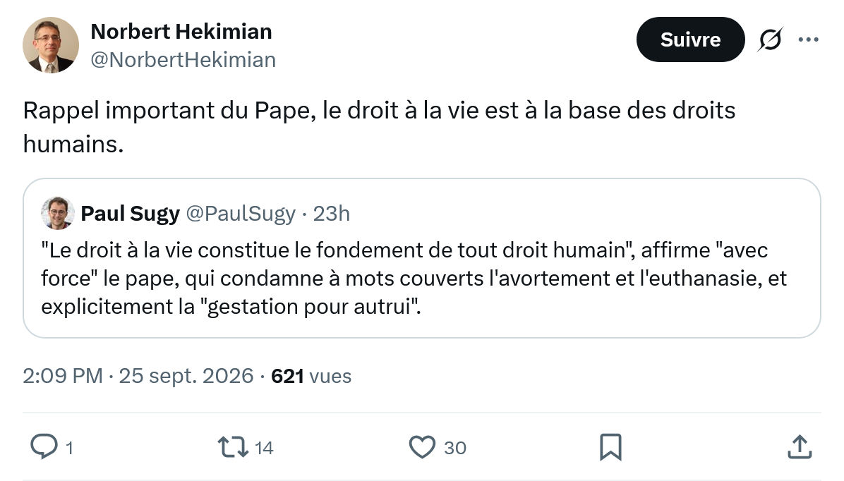 Norbert Hekimian: Rappel important du Pape...