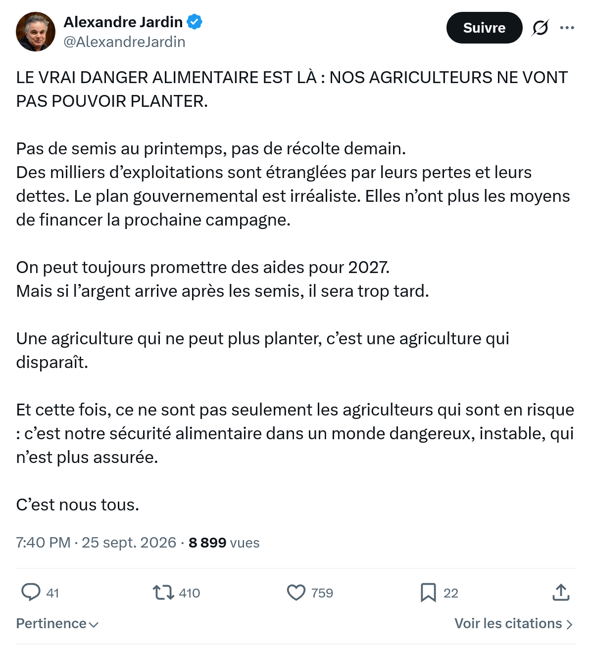Alexandre Jardin: LE VRAI DANGER ALIMENTAIRE...