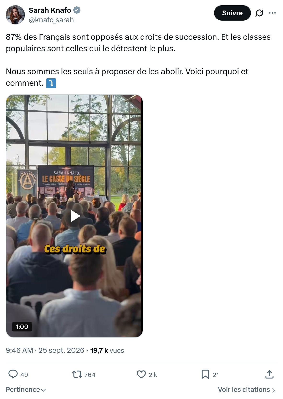 Sarah Knafo: 87% des Français sont opposés...