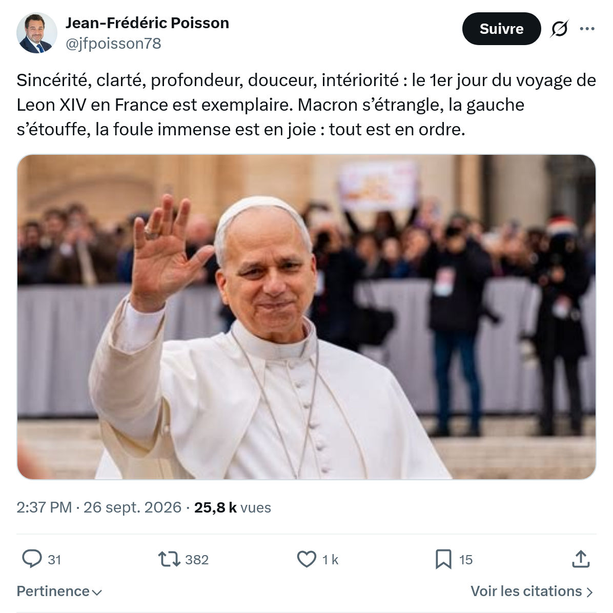 Jean-Frédéric Poisson: Sincérité, clarté, profondeur...