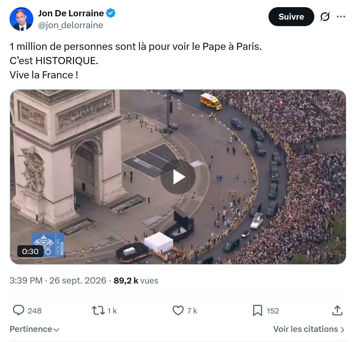 Jon De Lorraine: 1 million de personnes...
