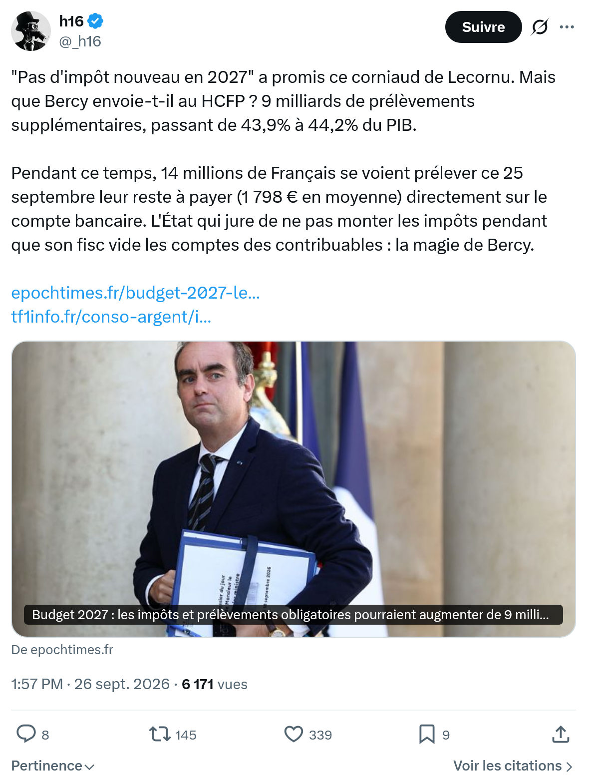h16: "Pas d'impôt nouveau en 2027"...