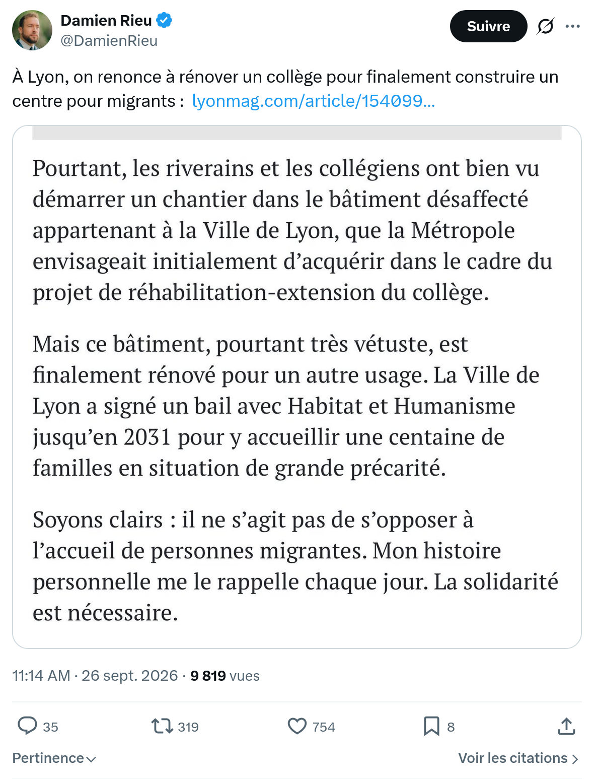 Damien Rieu: À Lyon, on renonce à rénover...