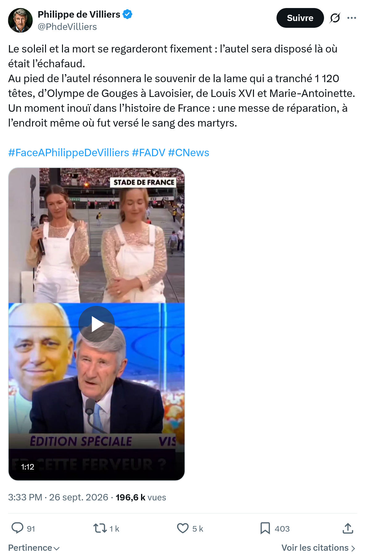 Philippe de Villiers: Le soleil et la mort se regarderont...