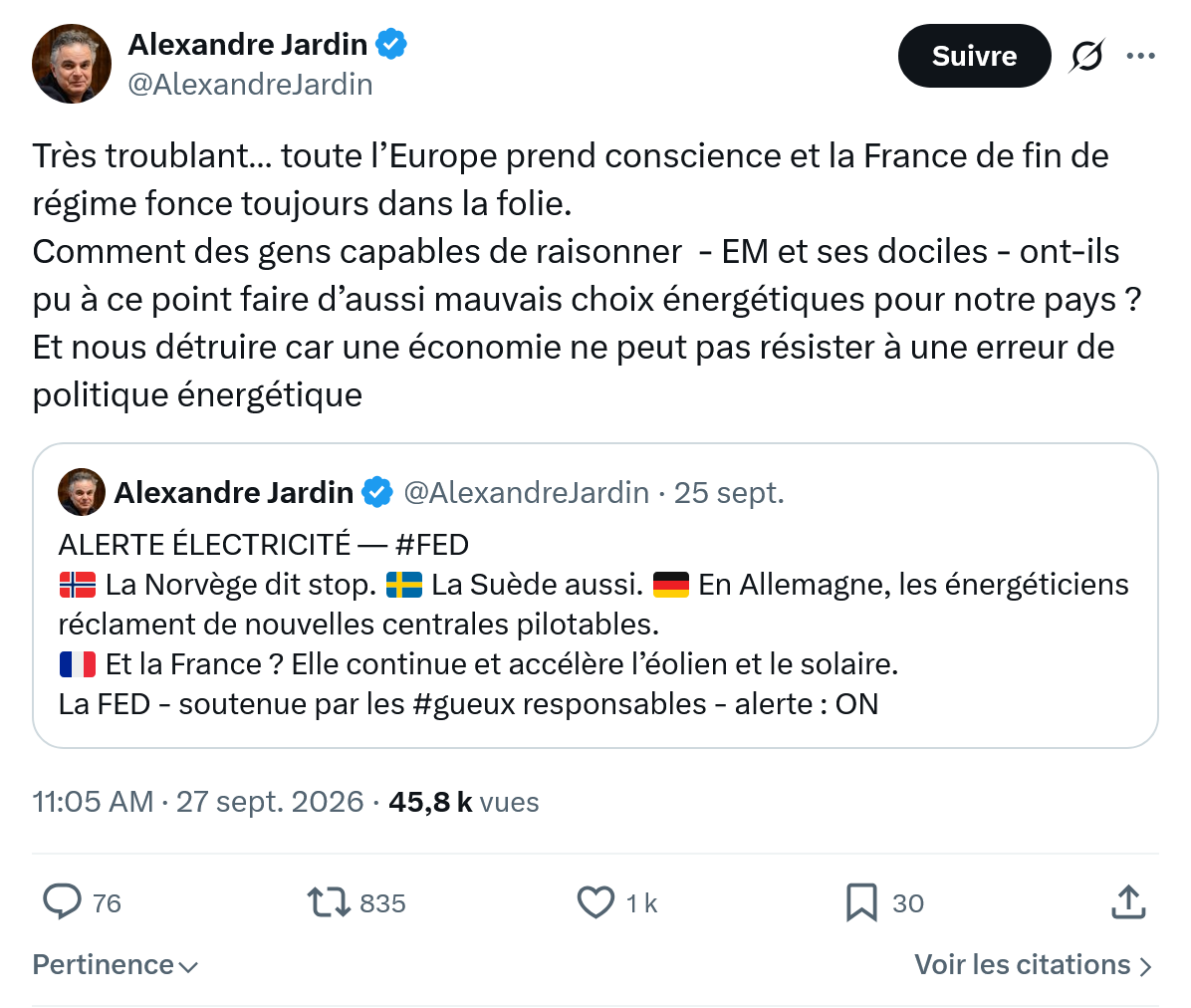 Alexandre Jardin: Très troublant… toute l’Europe...