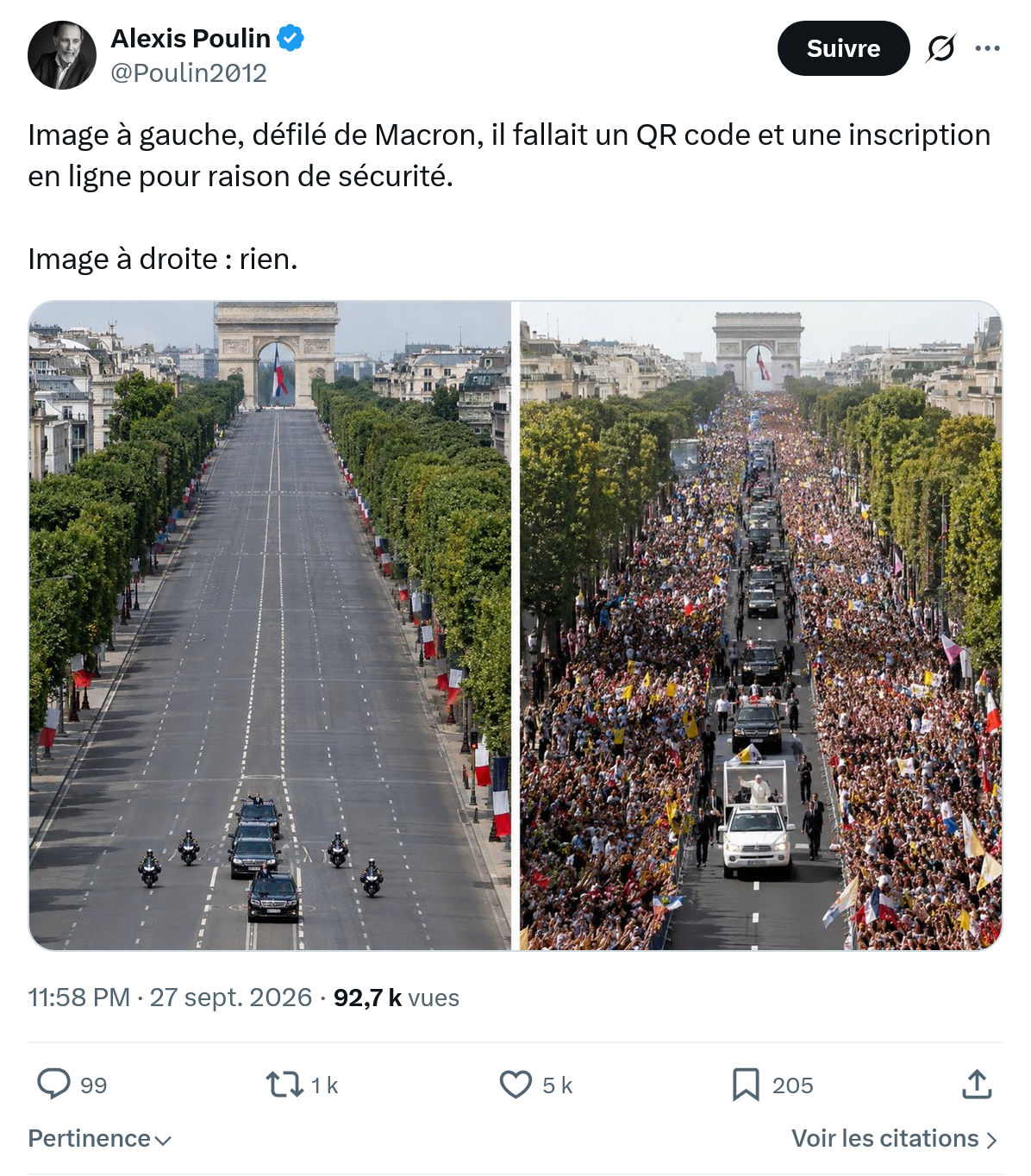 Alexis Poulin: Image à gauche, défilé...