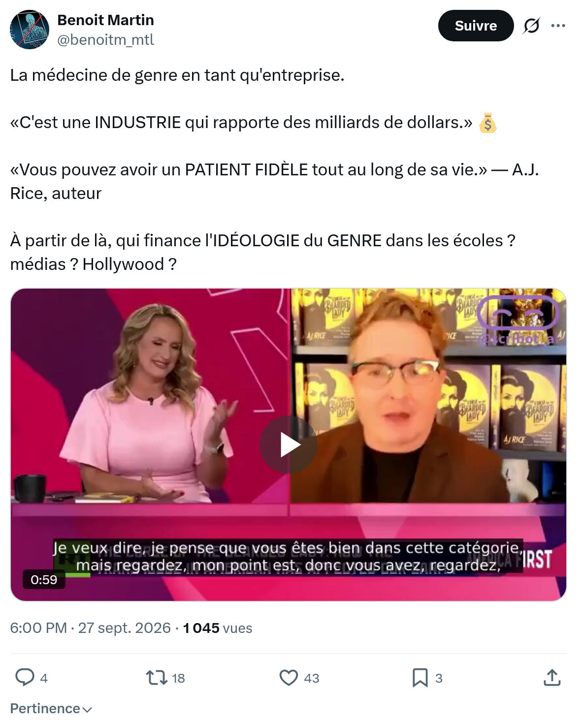 Benoît Martin: La médecine de genre...