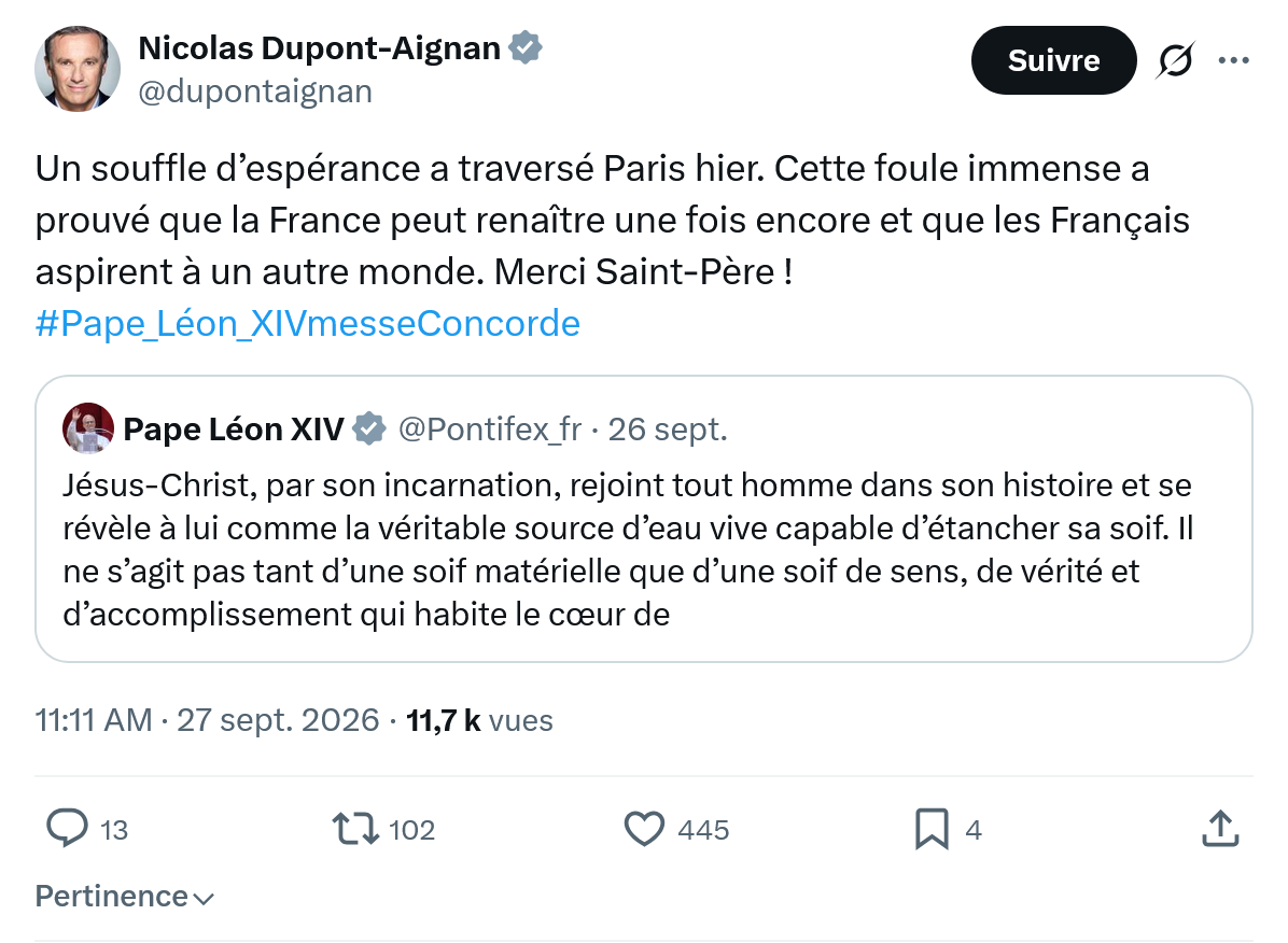 Nicolas Dupont-Aignan: Un souffle d’espérance a traversé...
