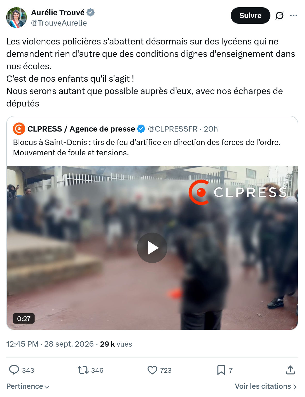 Aurélie Trouvé: Les violences policières...