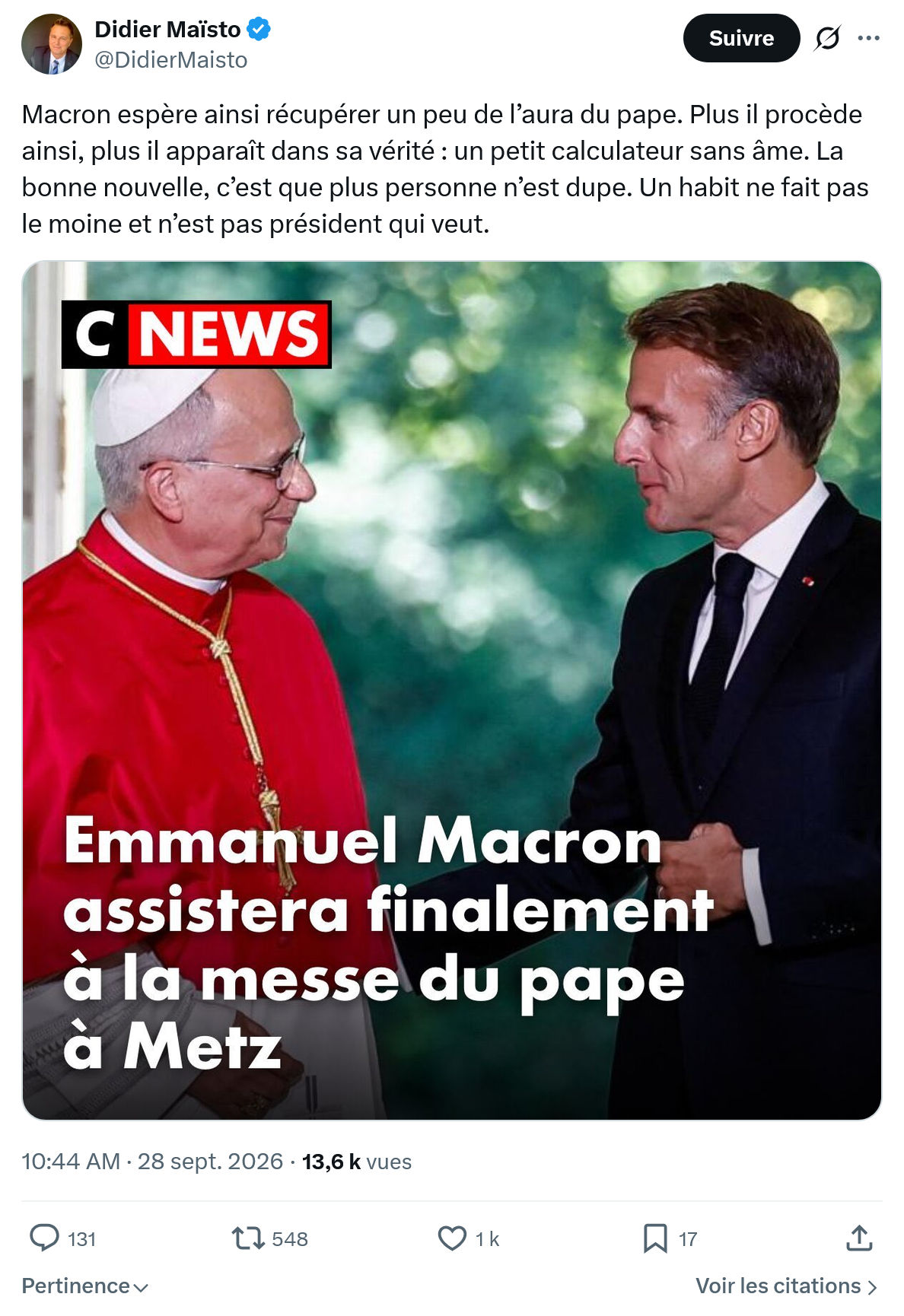 Didier Maïsto: Macron espère ainsi récupérer...