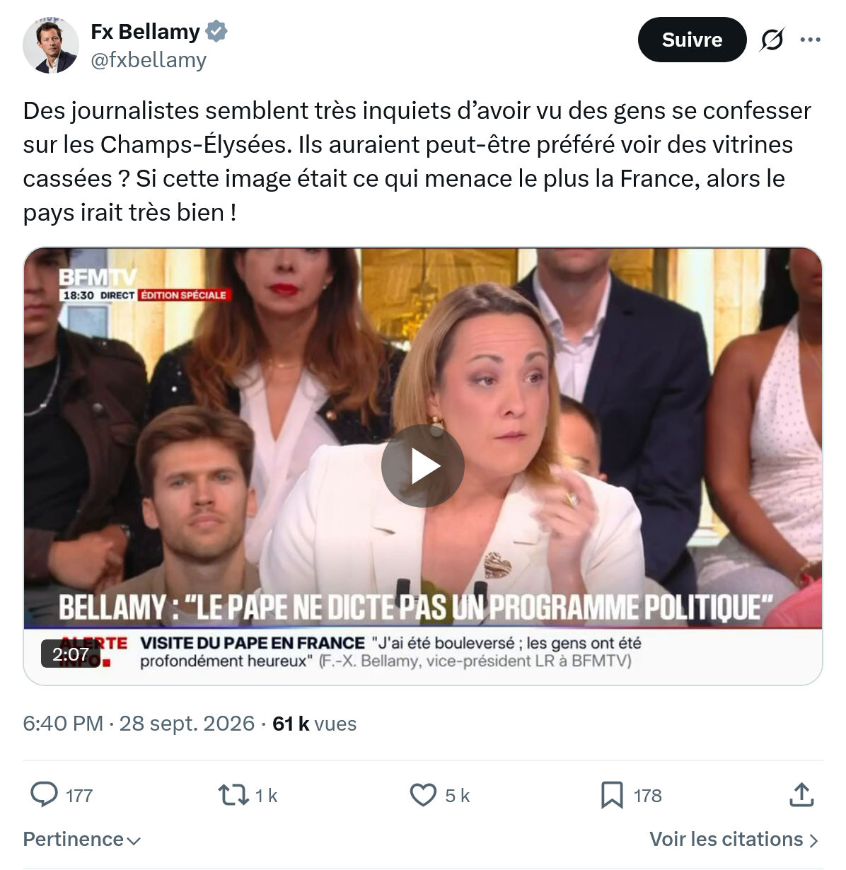 Fx Bellamy: Des journalistes semblent...