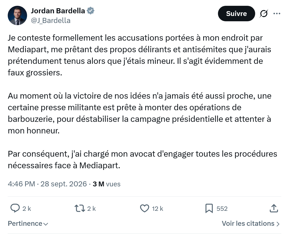 Jordan Bardella: Je conteste formellement les accusations...