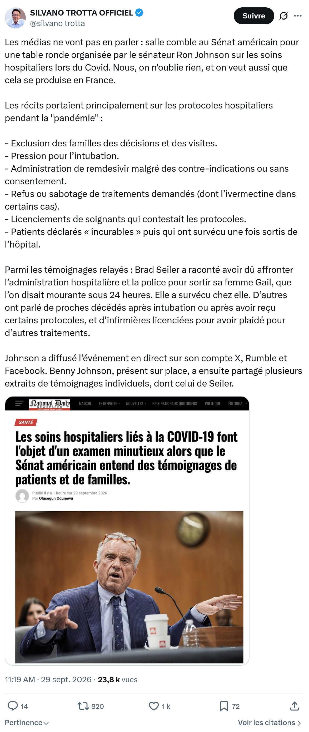 Silvano Trotta: Les médias ne vont pas en parler...