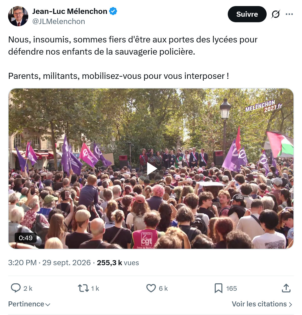 Jean-Luc Mélenchon: Nous, insoumis, sommes...
