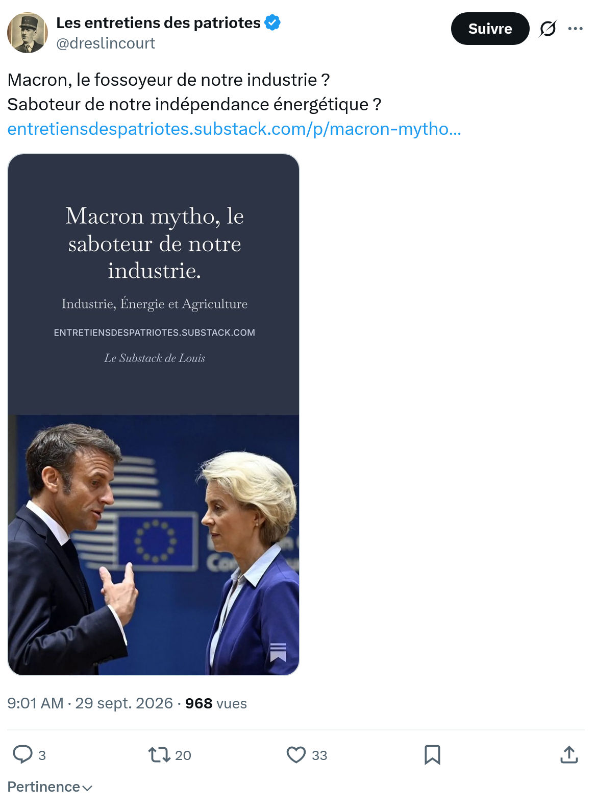 Marquis de Dreslincourt: Macron, le fossoyeur...