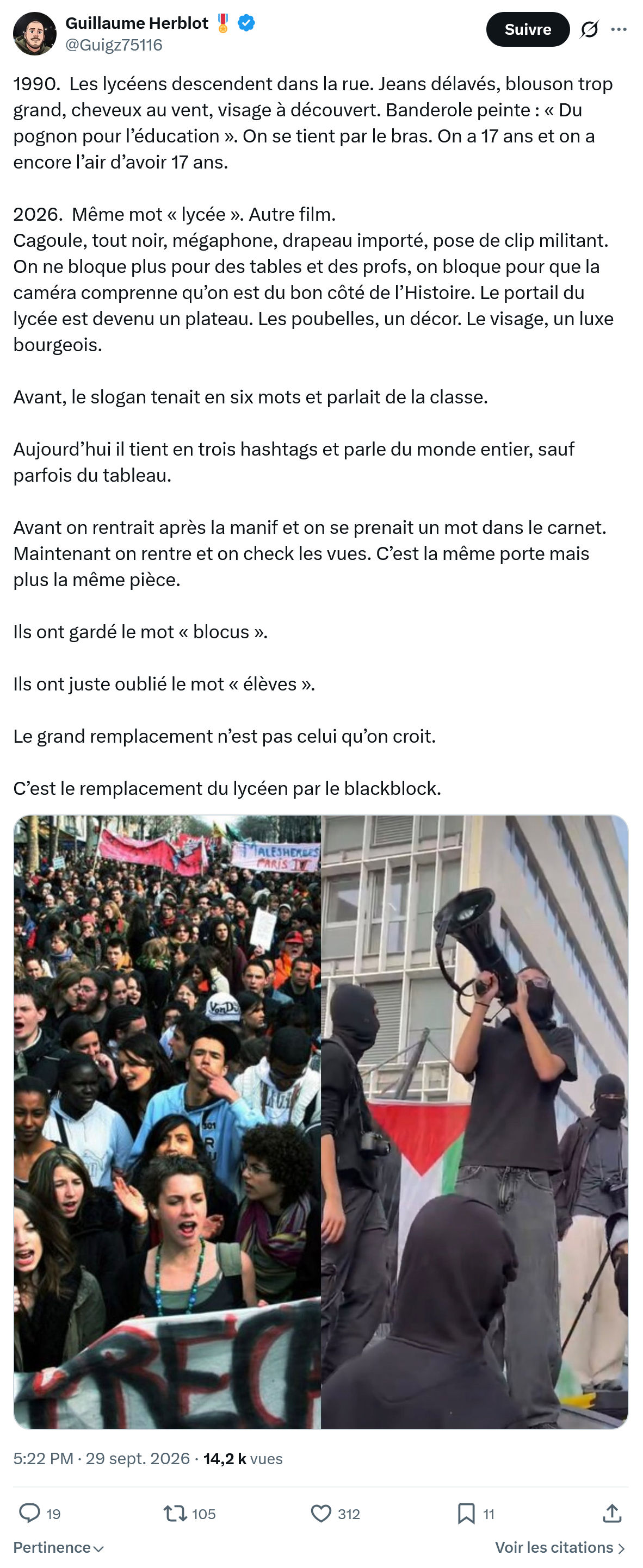 Guillaume Herblot: Les lycéens descendent...