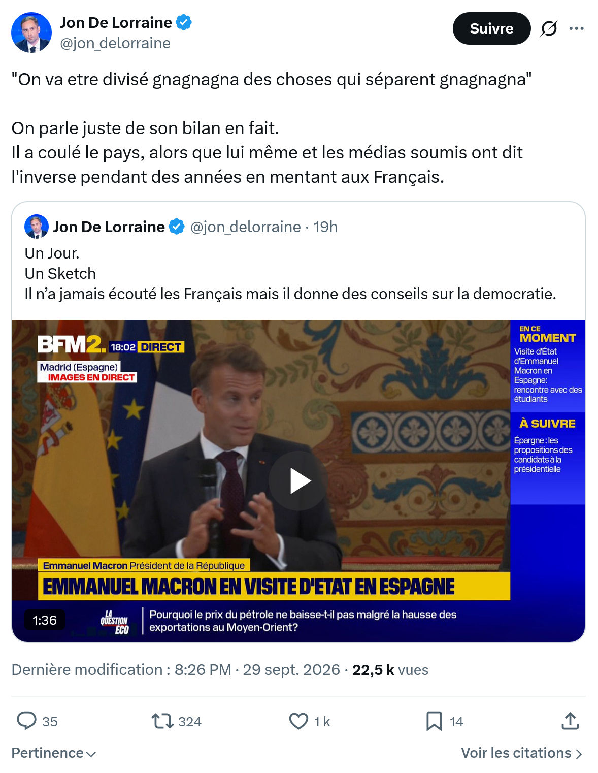 Jon De Lorraine: "On va etre divisé gnagnagna...