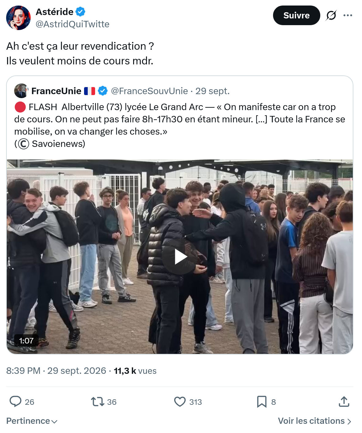 Astéride: Ah c'est ça leur revendication...