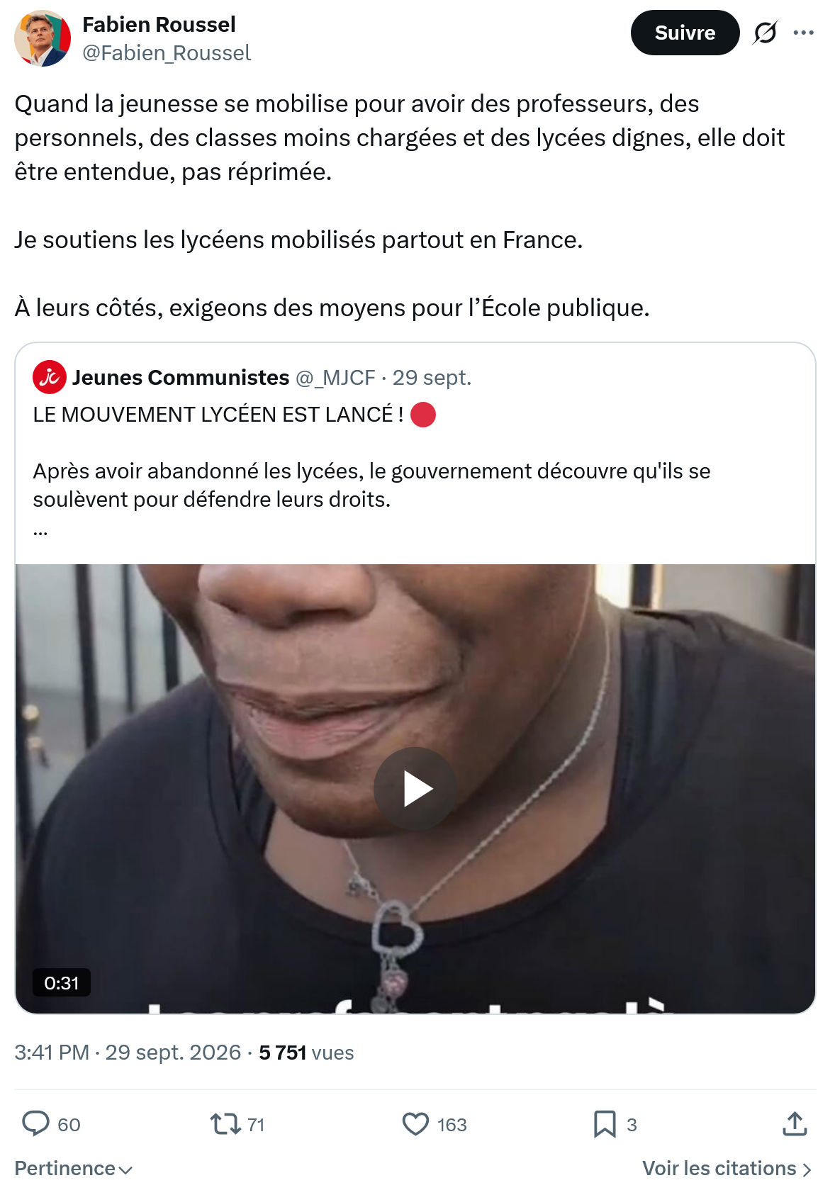 Fabien Roussel: Quand la jeunesse se mobilise...