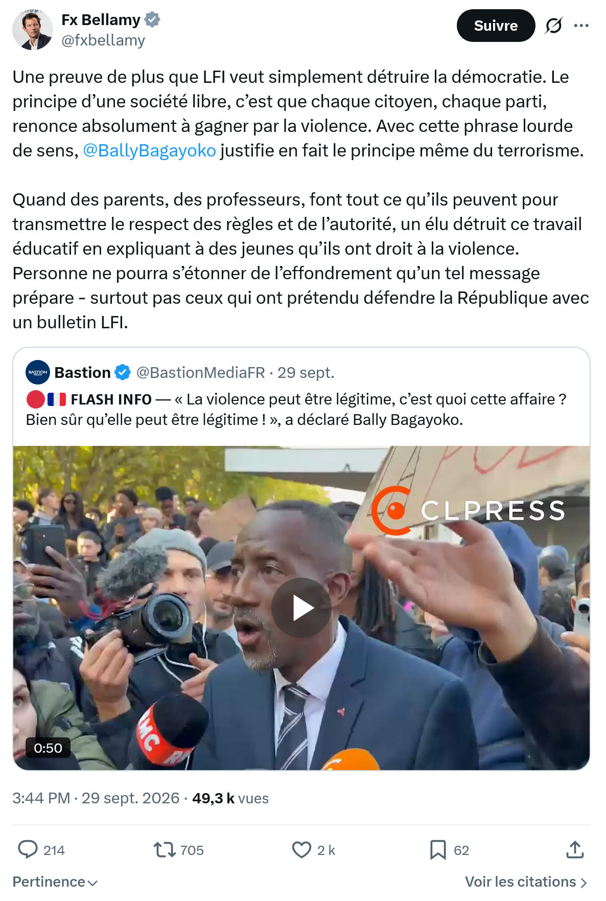 Fx Bellamy: Une preuve de plus que LFI...