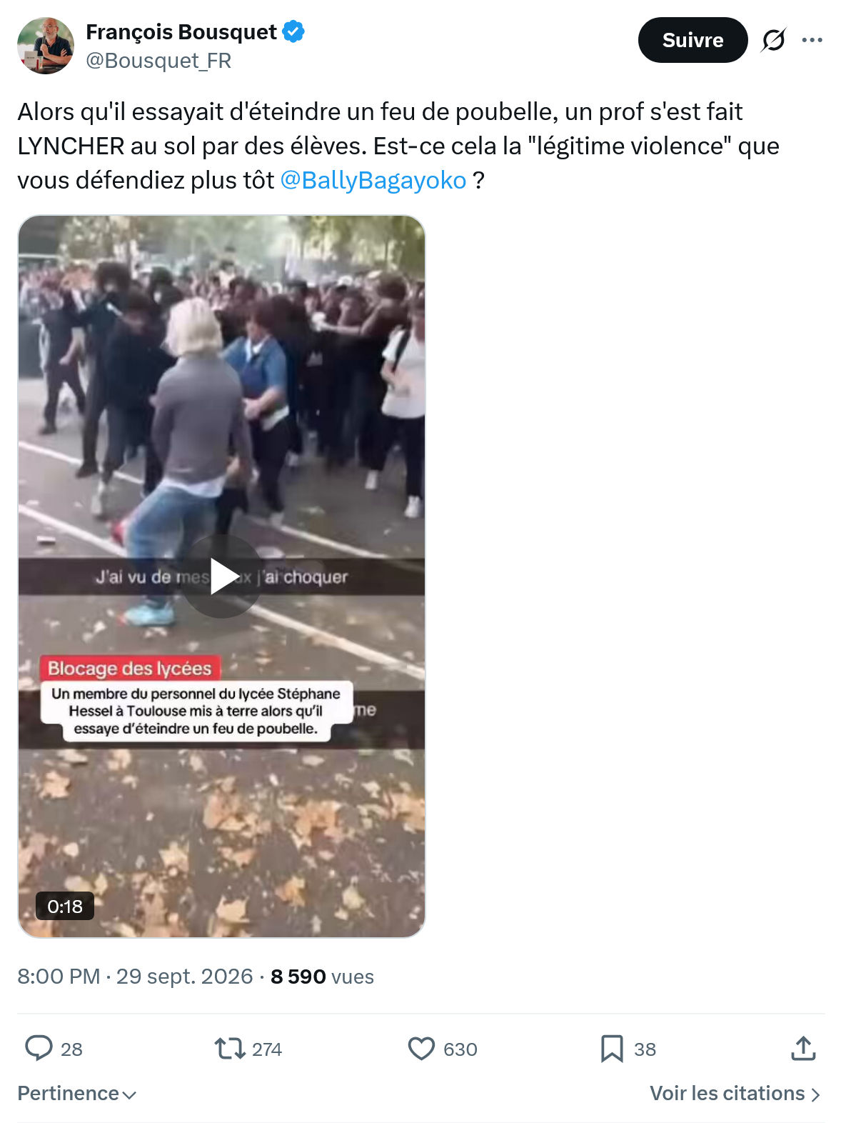 François Bousquet: Alors qu'il essayait d'éteindre...