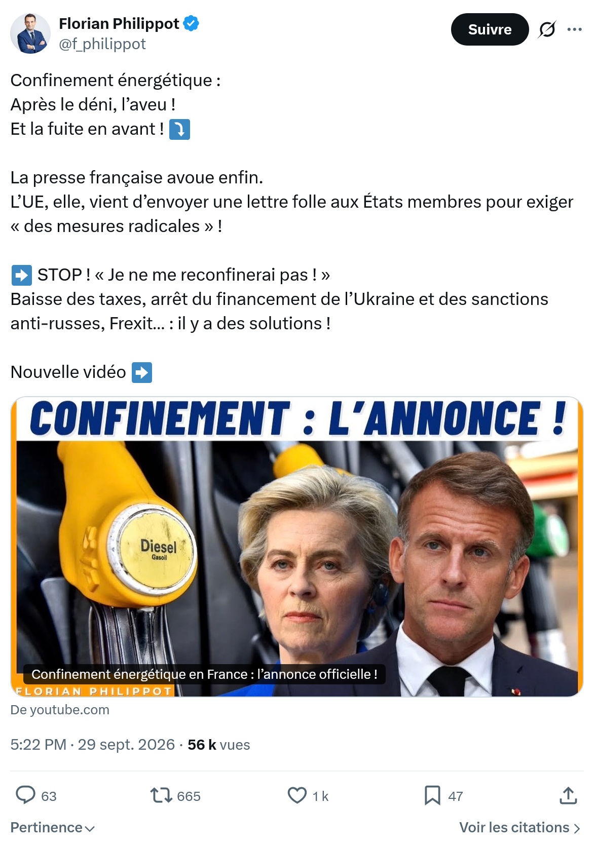 Florian Philippot: Confinement énergétique...