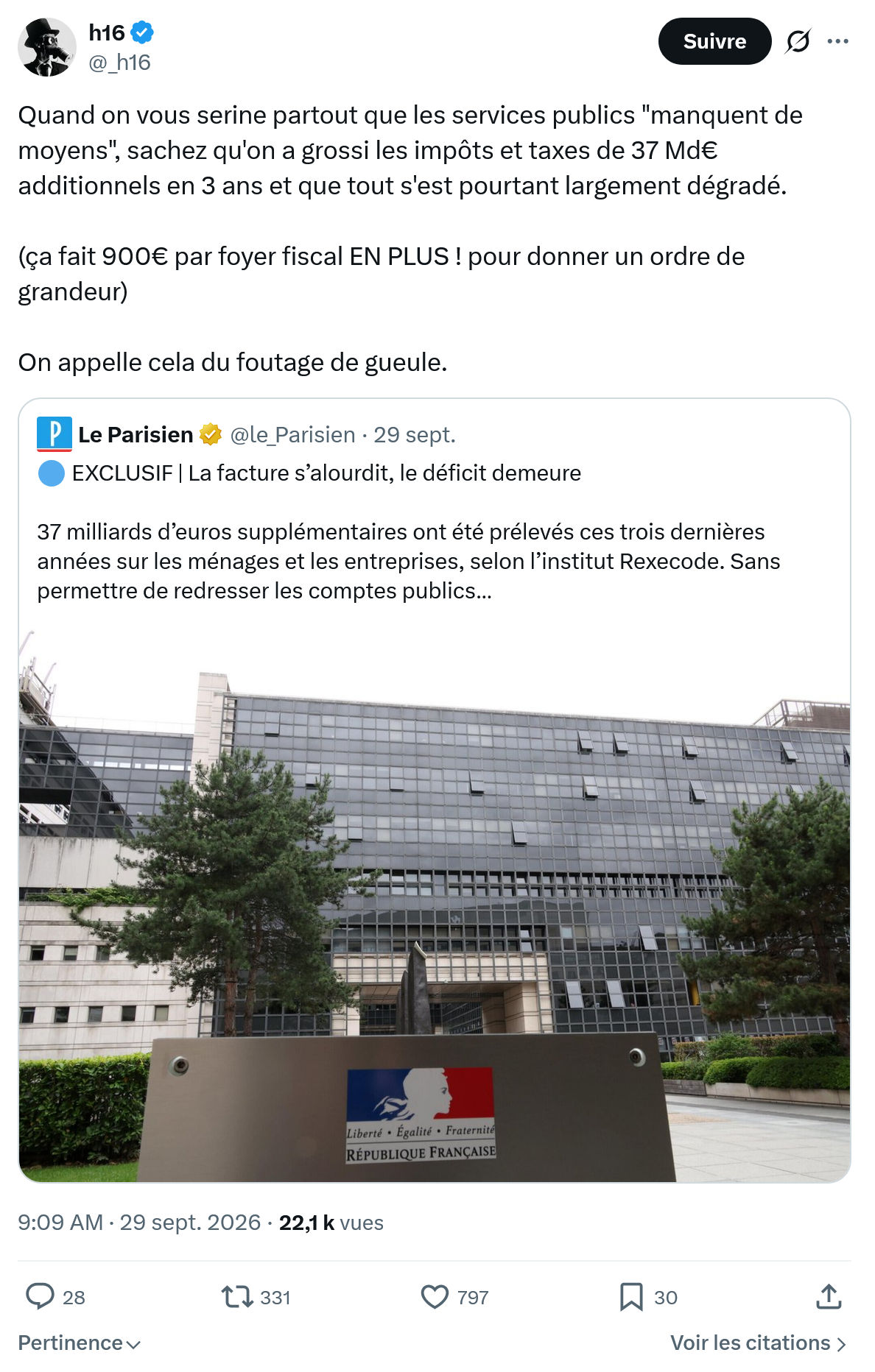 h16: Quand on vous serine...