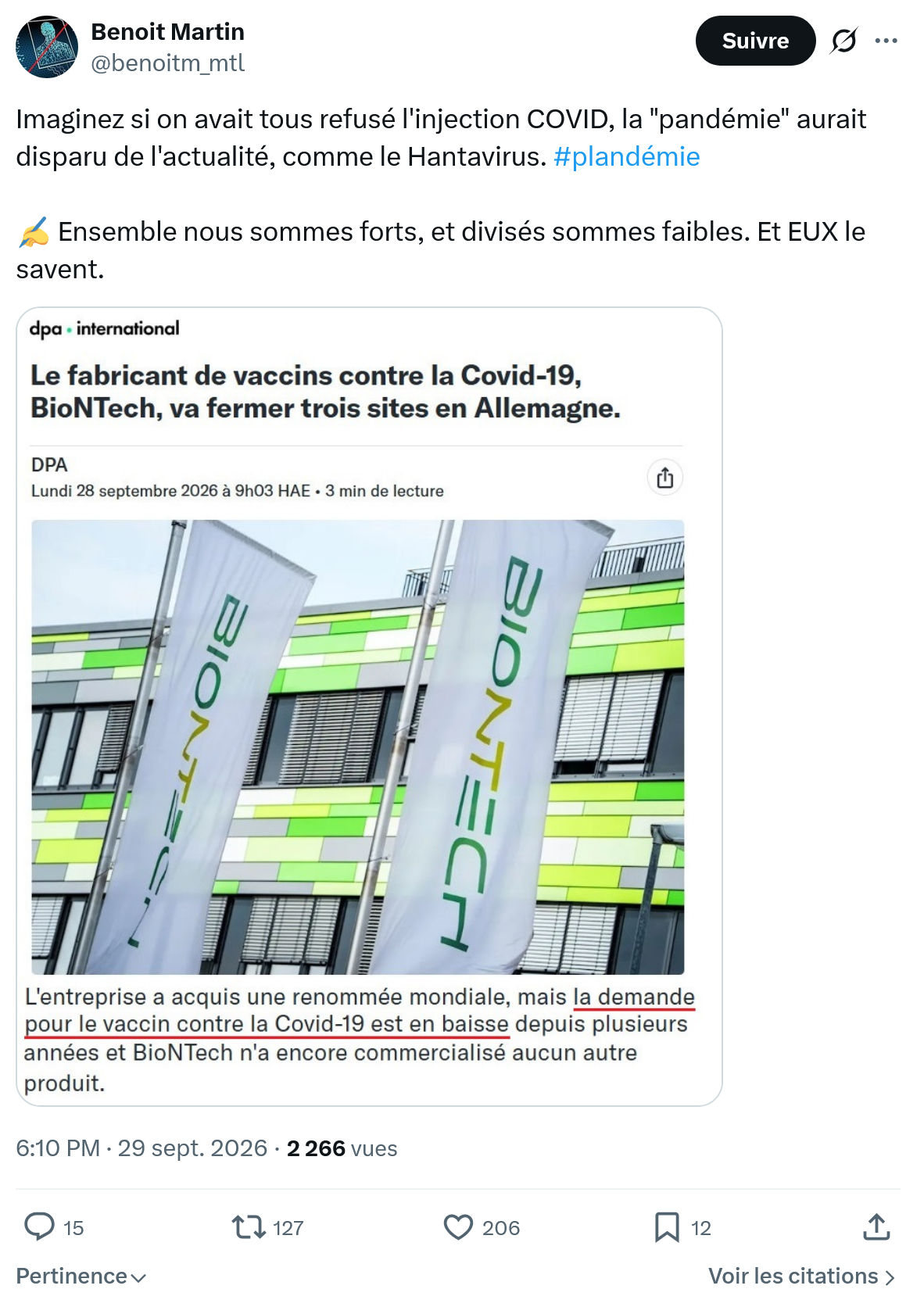 Benoît Martin: Imaginez si on avait tous refusé...