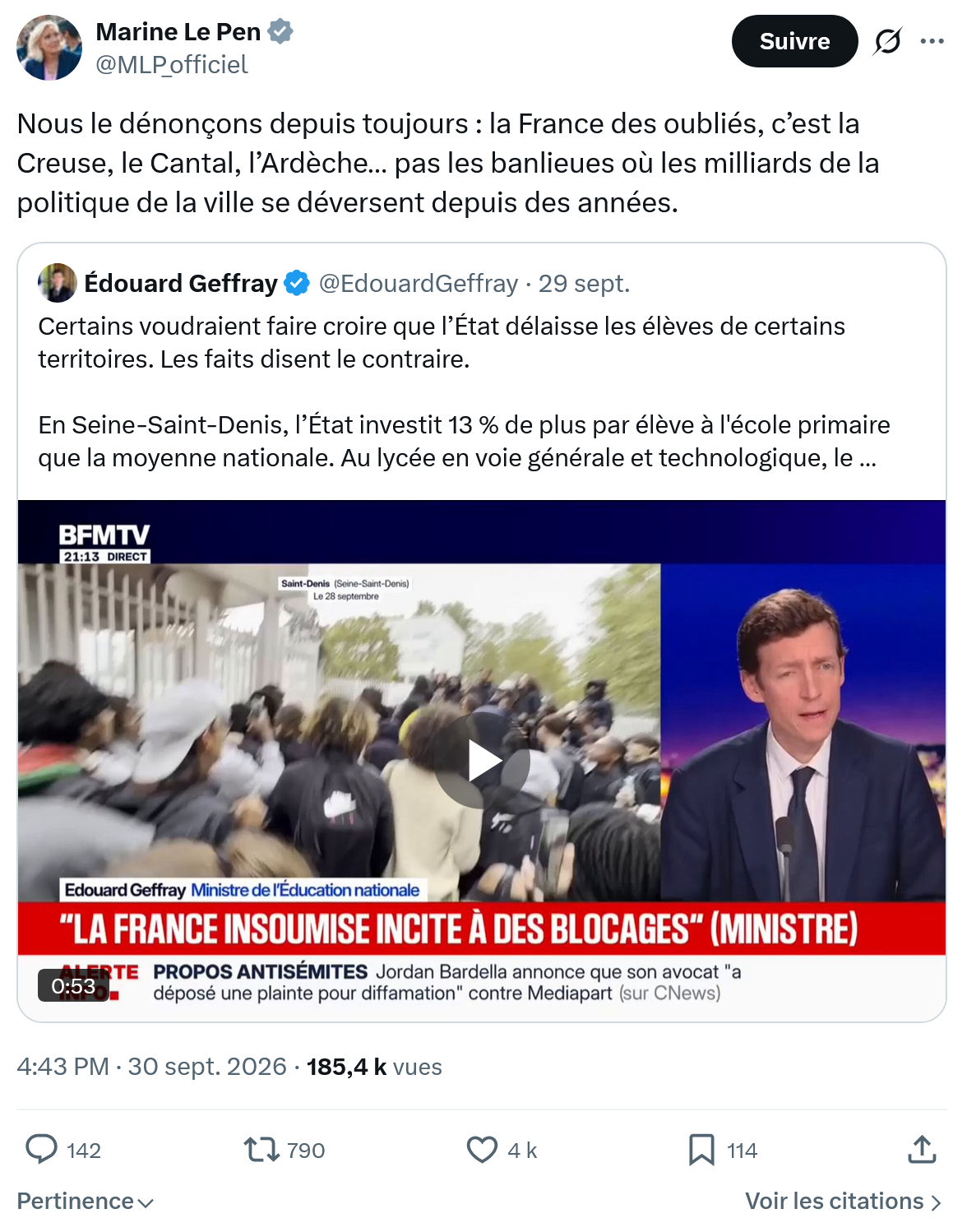 Marine Le Pen: Nous le dénonçons depuis...