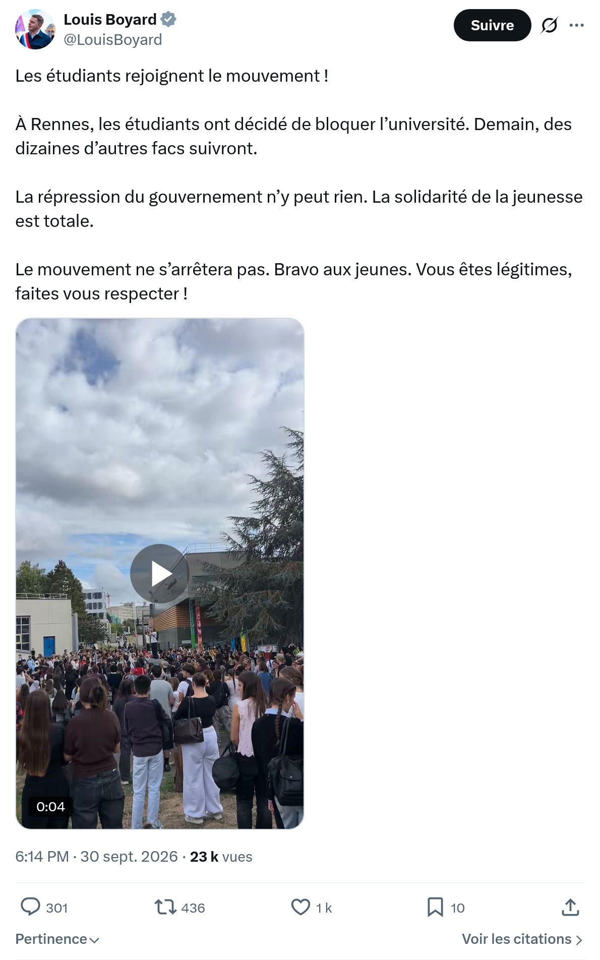 Louis Boyard: Les étudiants rejoignent...