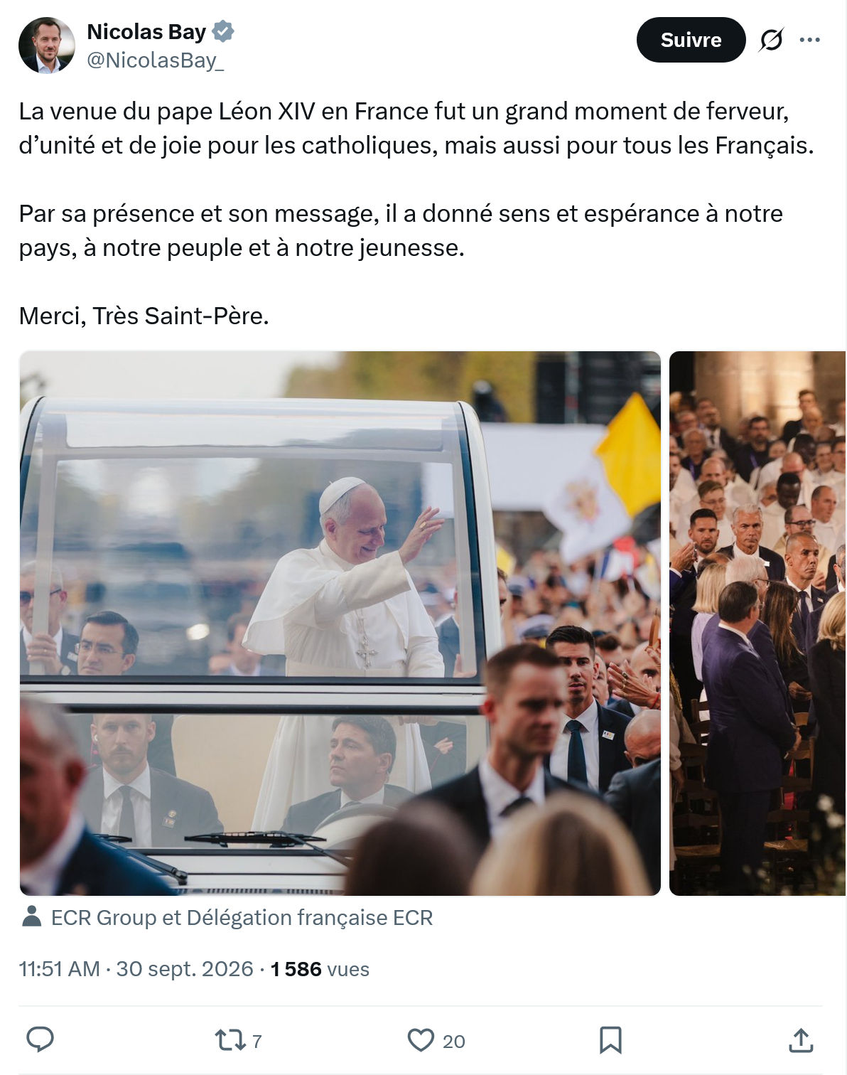Nicolas Bay: La venue du pape Léon XIV...