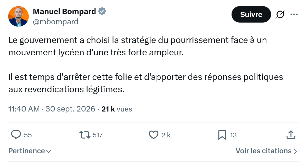 Manuel Bompard: Le gouvernement a choisi...