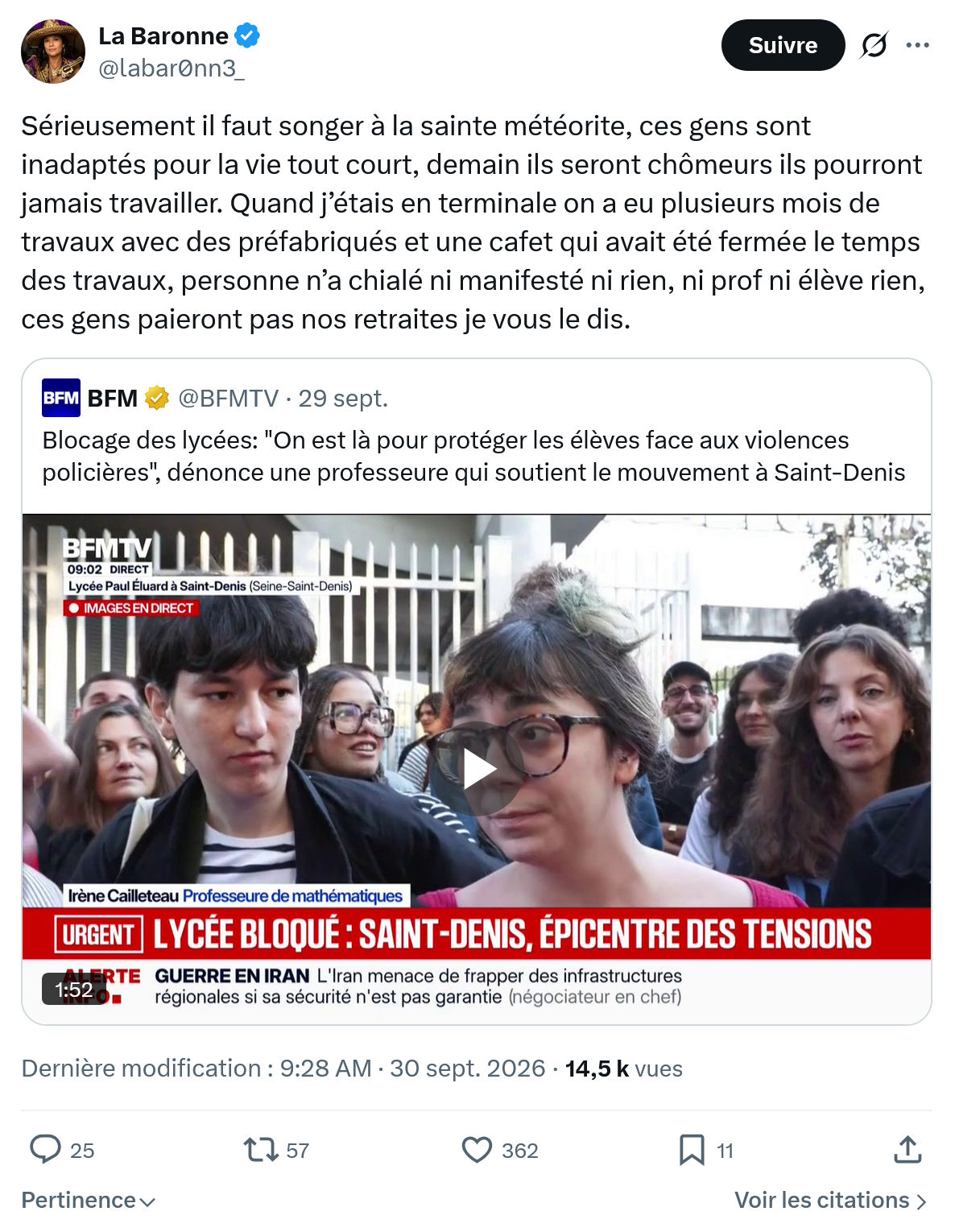 La Baronne: Sérieusement il faut songer...