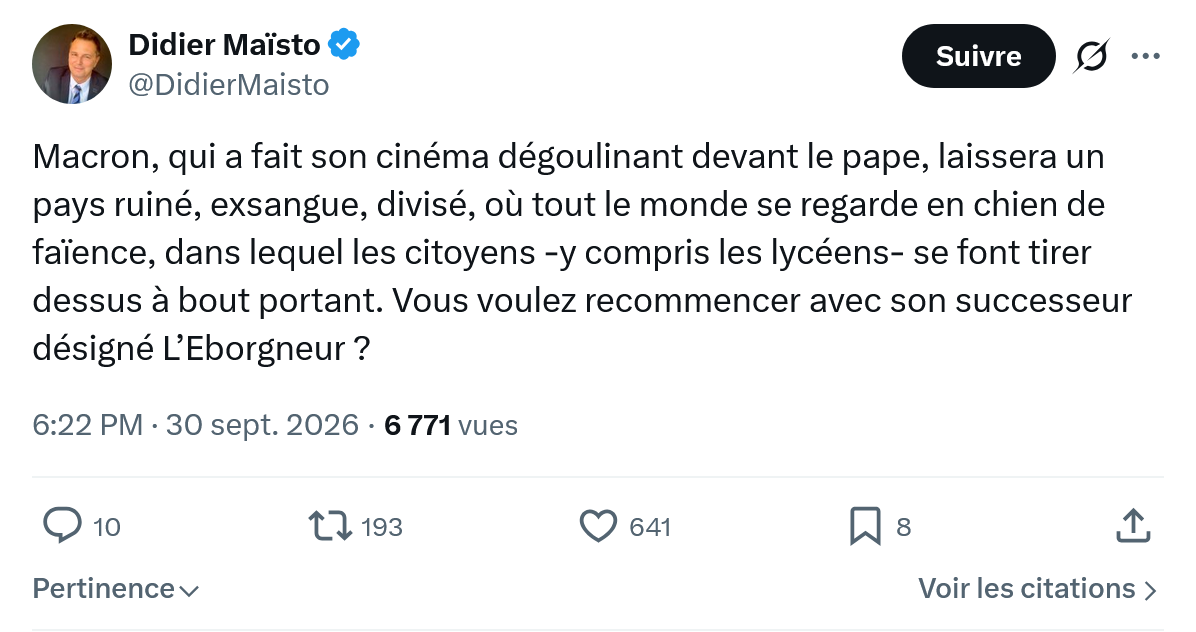 Didier Maïsto: Macron, qui a fait son cinéma...