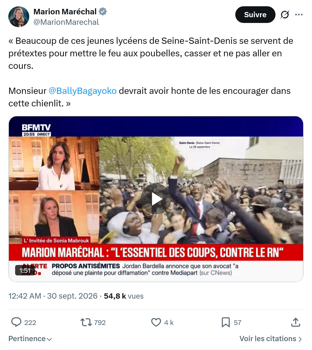 Marion Maréchal- Le Pen: « Beaucoup de ces jeunes lycéens...