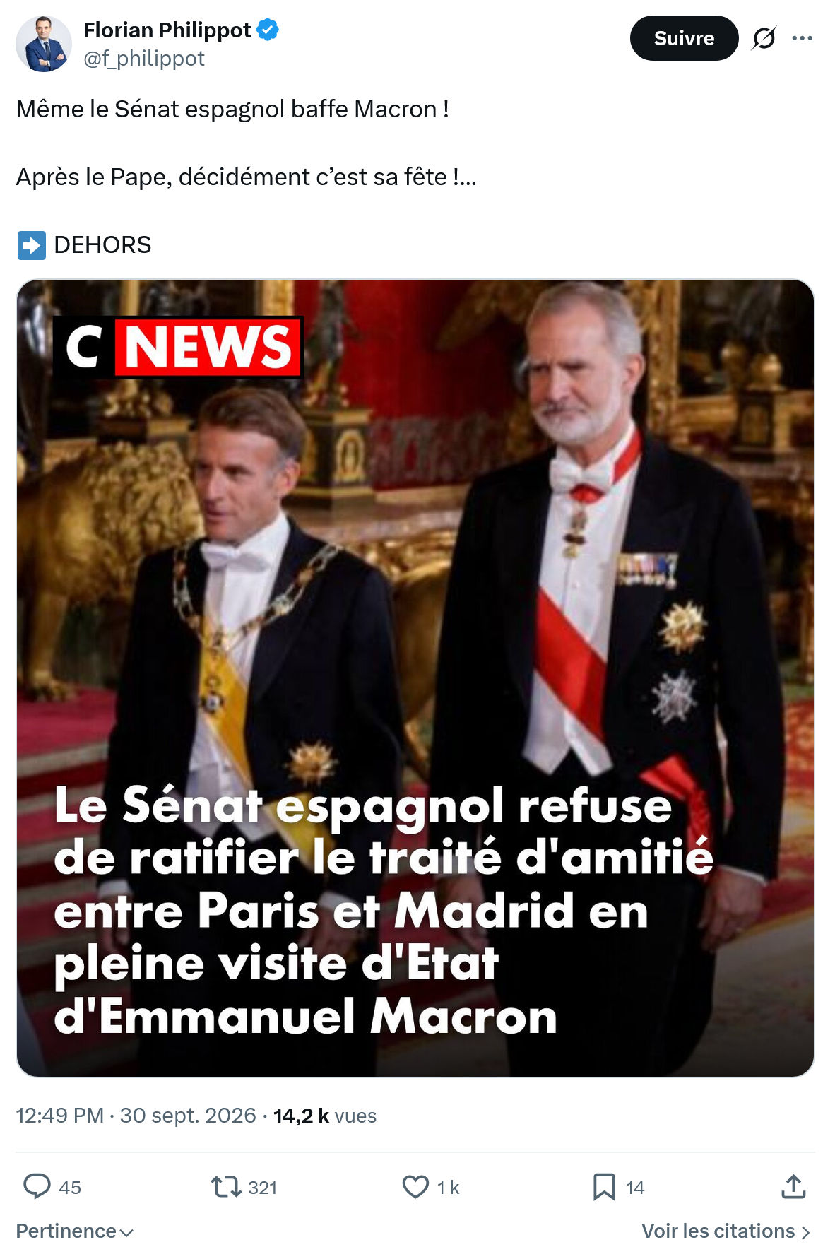 Florian Philippot: Même le Sénat espagnol...