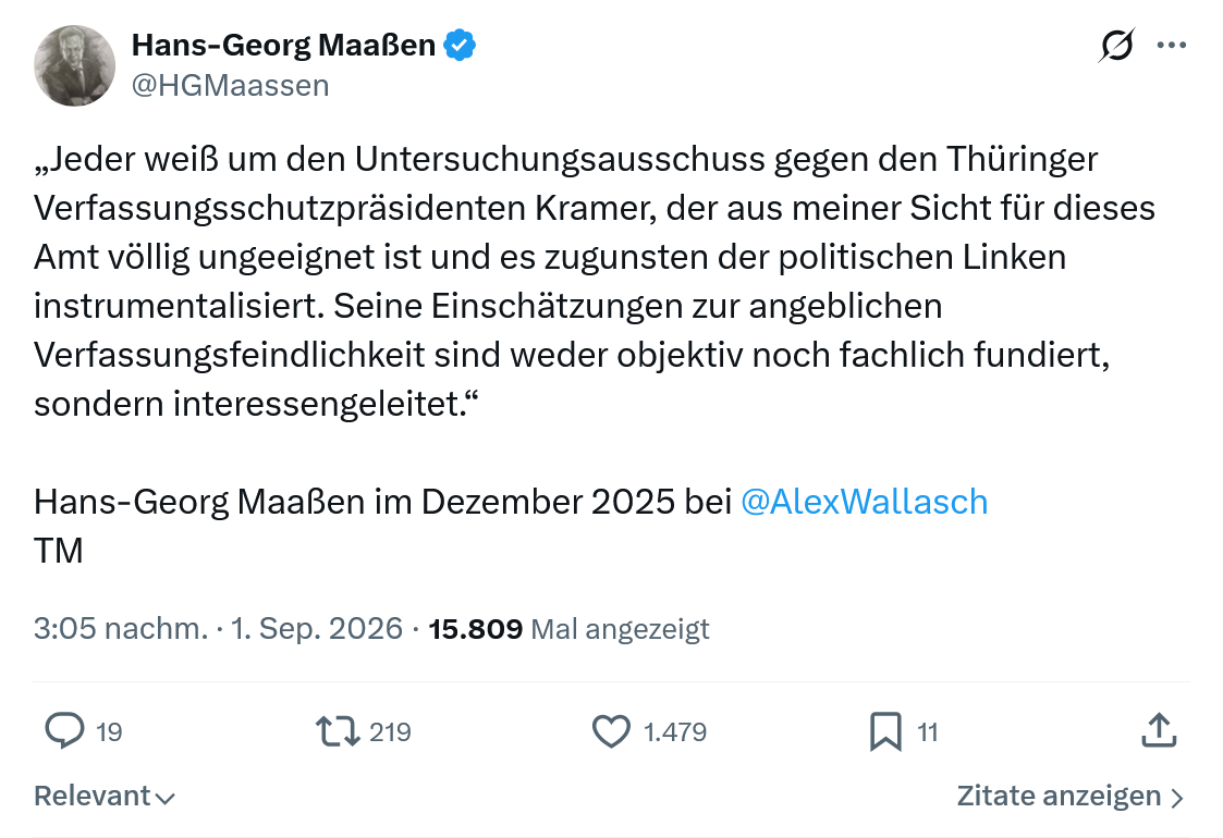 Hans-Georg Maaßen: Jeder weiß um den Untersuchungsausschuss...